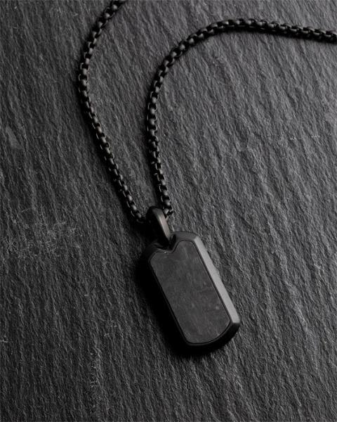 Volltitan-Halskette mit schwarzem Finish und Forged Carbon - Imperium Black Carbon